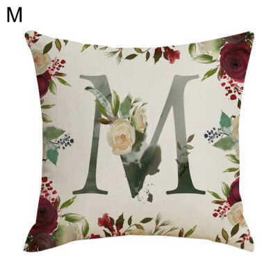 

Letter Alphabet Flower Pillow Case Cushion Cover Sofa Bed Car Cafe Office Decor