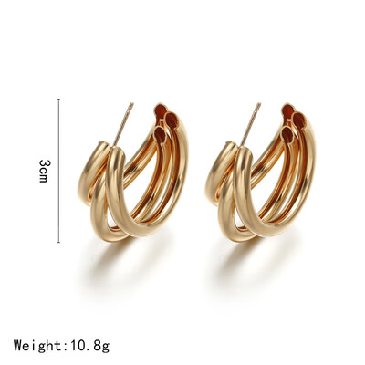 

European&American style Earrings for Woman 2019 Exaggeration Big Four Layers Ring Earrings Gold color Fashion Jewellery Gift