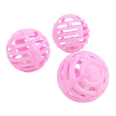 

Greensen 3pcs Pet Cat Round Plastic Funny Hollow Bell Ball Chew Interactive Toy