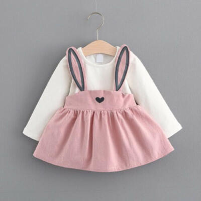 

Toddler Baby Girl Rabbit Party Dress Long Sleeve Overall Tutu Dresses Clothes