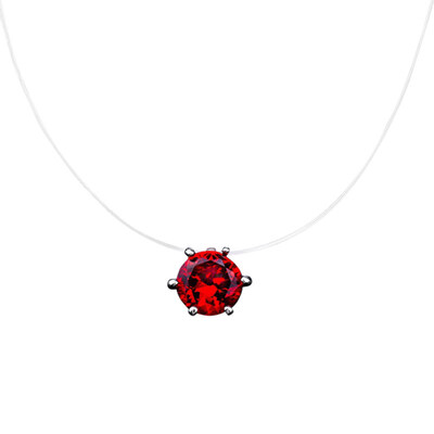 

Women Round Cubic Zirconia Pendant Necklace Invisible Fishing Line Chain Jewelry