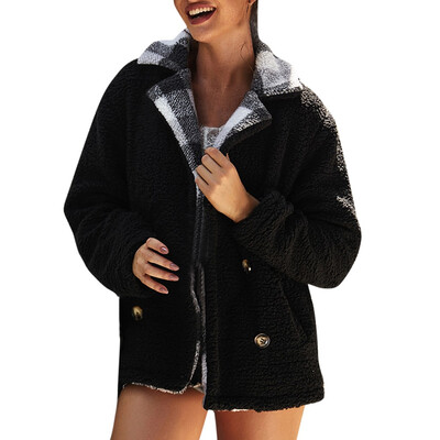 

Toponeto Fashion Women Winter Cardigan Villus Lapel Top Long Sleeve Blouse Loose Coat