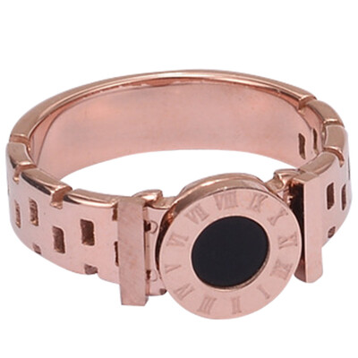 

Hot Woman Rings Stainless Steel Black Roman Numerals Rings Rose Gold Color Hollow Out Rings Fashion Brand Jewelry Size 6-8