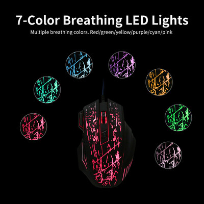 

Wired Gaming Mouse Professional Mouse with 5500DPI Gaming Mice with 7 Buttons Ergonomic Grip RGB Light Matte Black