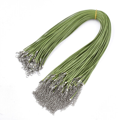 

Waxed Cord Necklace Making with Iron Lobster Claw Clasps Platinum YellowGreen 178"18"45546cm 2mm