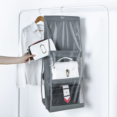 

〖Follure〗Hanging Bag Storage Dust-Proof Storage Bag 6 Grid Handbag Wardrobe Storage