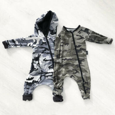 

Newborn Baby Boys Clothes Long Sleeve Camouflage Hooded Romper Jumpsuit Outfits