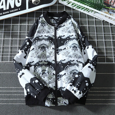 

Toponeto Autumn And Winter Mens Fashion Casual Personality Print Collar Jacket