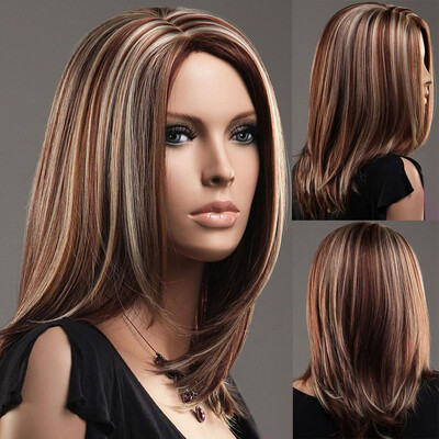 

〖Follure〗Women Natural Synthetic Hair Wig Long Straight Mix Wavy Full Wigs Party Wigs