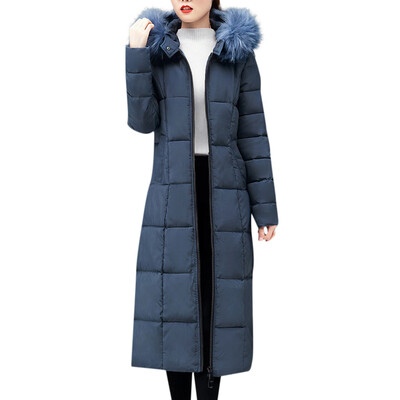

Toponeto Women Outerwear Faux Fur Hooded Coat Long Cotton-padded Jackets Pocket Coats