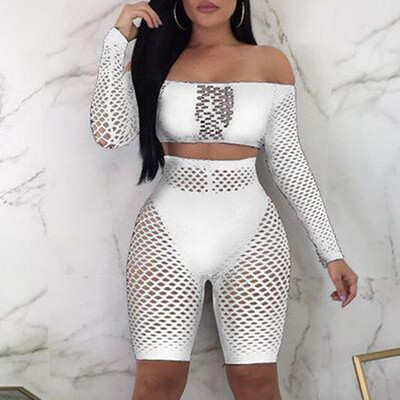 

Womens Bikini Set Push Up Padded Bra Beach Swimsuit Swimwear Fishnet Shorts