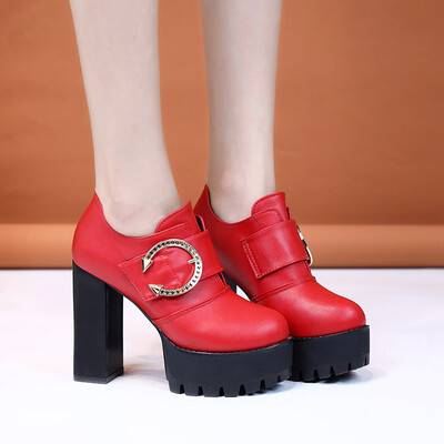 

Thick high heel low upper shoes single shoes leather shoes trendy shoes autumn waterproof platform high&thin womens sh