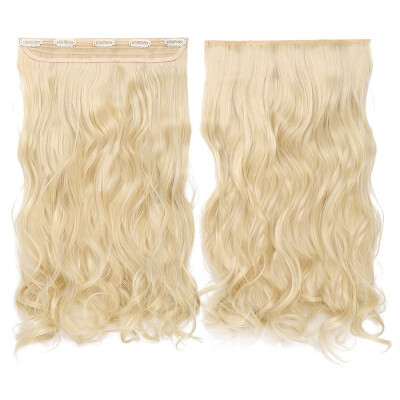 

Synthetic Fiber Clips in on Hair Extension 34 Full Head One Piece 5 Clips Long Silky Straight Curly Wavy