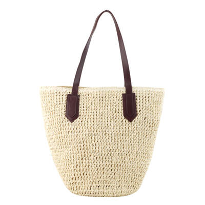 

Paper Rope Woven Shoulder Handbags Women Knitting Bucket Top-handle Bags