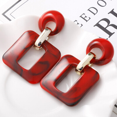 

2019 Trendy Irregular Resin Dangle Earrings For Women Statement Long Big Geometric Dangling Earring Female Jewelry