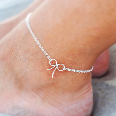 

Korean jewelry wholesale Korean version of the anklet alloy bow anklet dual-use simple anklet batch