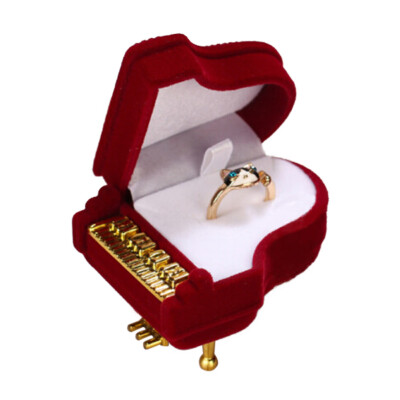 

Small Luxury Red Velvet Piano Ring Box Jewellery Presentation Valentines Love