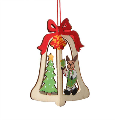 

〖Follure〗1PC New Christmas Tree Ornaments Hanging Xmas Tree Party Decor 3D Wooden Pendant