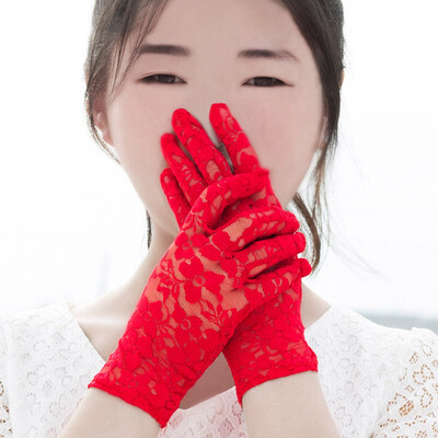 

Womens Stretch Bridal Lace Gloves Fashion Vintage Gloves Uv Sunscreen Summer Short Gloves5 Styles
