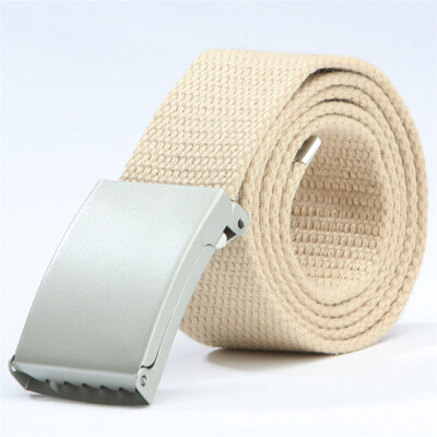 

2019 New Fashion Men Women General belts Canvas Unisex Candy Color belt Solid Buckle Military belts For Jeans Cowboy Pants 110cm