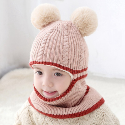 

Pompom Winter Children Hats Knitted Baby Girls&Boys Hat with Warm Fleece Lining Hats for Kids