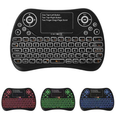 

S913 Mini 24GHz Wireless Keyboard Rechargeable Smart Backlit Game Keyboards with Touchpad - Black