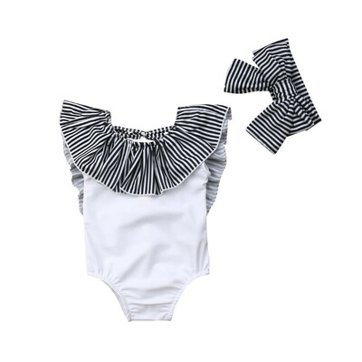 

2Pcs Summer Toddler Baby Girl Swimwear Bathing Suit Stripe Outfits Swimsuit Sets