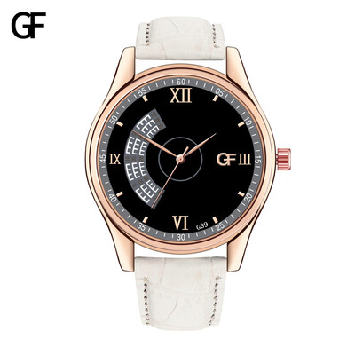 

Gobestart New Fashion High-End Mens Quartz Letter Watch Leather Strap Mens Watch