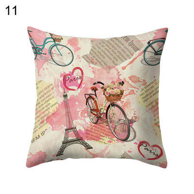 

Bicycle Flower Eiffel Tower Pillow Case Cushion Cover Bed Car Cafe Office Decor