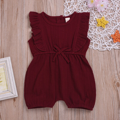 

Summer Toddler Kid Baby Girls Ruffled Solid Color Romper Jumpsuit Outfit Sunsuit