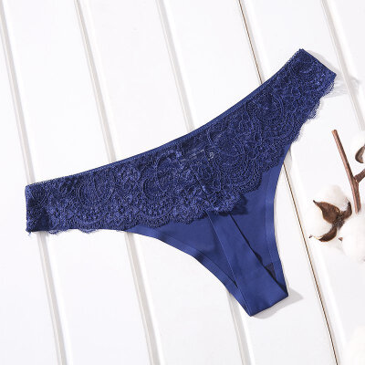 

New Women Briefs Ladies Large Size Stretch Lace Hollow One-piece Seamless Thong Ice Silk T Underwear Sexy Breathable Pants