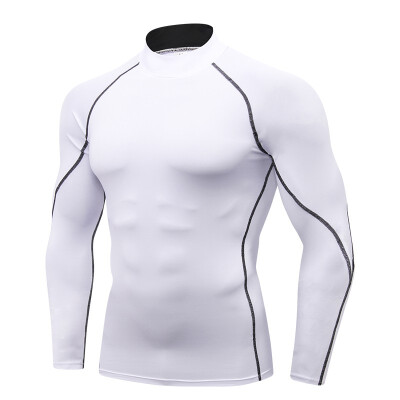 

Mens high collar long sleeve exercise running long sleeve T-shirtDISHENG-058