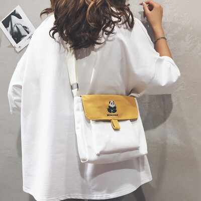 

Ins hundred canvas bags womens oblique satchels cute little square bags summer college students wear canvas bags on one should