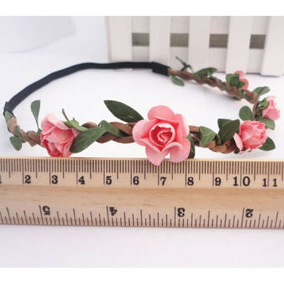 

Boho Fabric Festival Wedding Party Garland Forehead Hair Women Flower Head Band