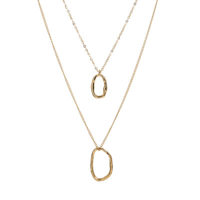 

Women Gold Color Imitation Pearls Shell Layered Necklace Jewelry Boho Long Initial Letter Pendant Necklace