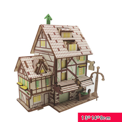 

Tailored 3D Wooden Puzzle DIY Building Model Dollhouse Style House Jigsaw Puzzle Kid Toys