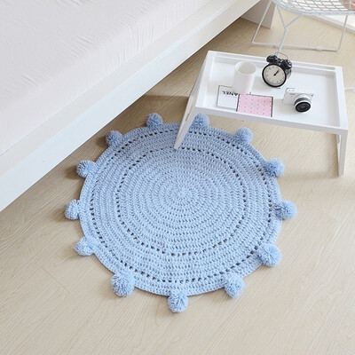 

Handmade Knitted Ball Mats Blanket Bed-folded Mats Knitted Wool Blankets Large Size 80cm Diameter