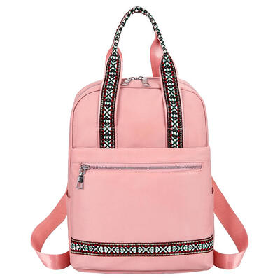 

Fashion Ethnic Zip Handbag Women Large Capacity Backpack Nylon Rucksack