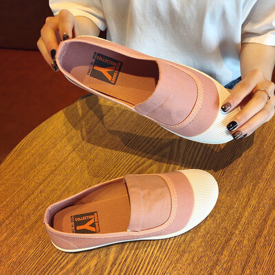 

Bean shoes female spring&summer Korean version of Joker student casual soft-soled canvas shoes chic lucky shoes
