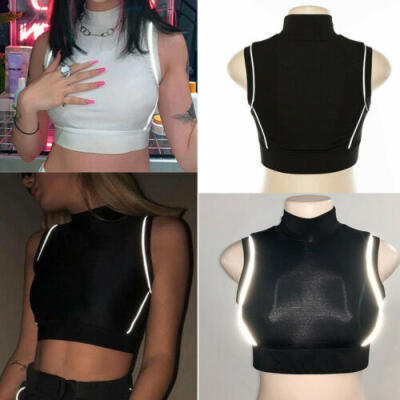 

Women Sexy Casual Tank Top Vest Blouse Reflective Summer Crop Top Shirt Cami Top