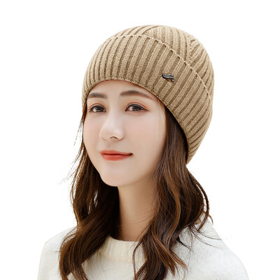 

Hat Female Autumn&Winter Pure Colored Couple Knitted Wool Cap Light Plate Warm Cover Cold Cap for Men&Women
