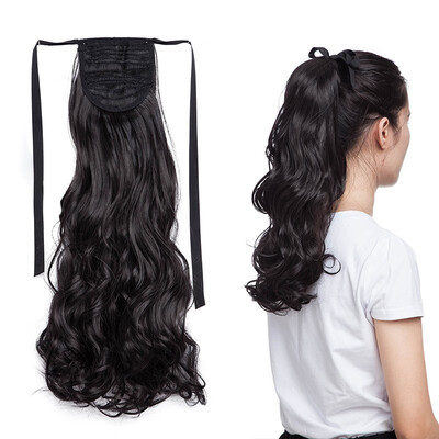 

One Piece Tie Up Ponytail Clip in Hair Extensions Hairpiece Binding Pony Tail Extension for Girl Lady Woman