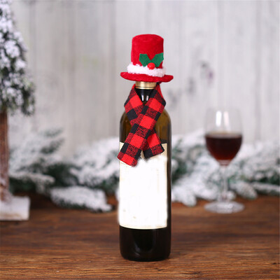

Siaonvr Christmas Creative Ornament Scarf Hat Two-piece Suit Red Wine Bottle Set