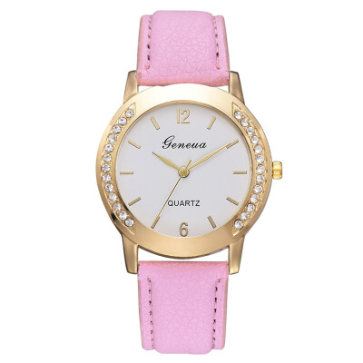 

Casual ladies alloy quartz watch fashion crocodile pattern PU leather watch on both sides of the diamond fashion watch