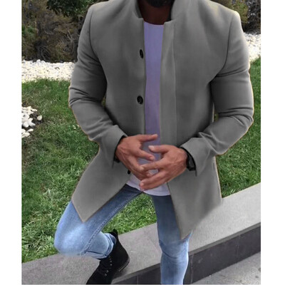 

Mens Winter Trench Coat Double Breasted Warm Long Jacket Overcoat Top Size