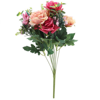 

Greensen 11 Head Plastic Artificial Pink Flower Bouquet for BirthdayWeddingRestaurant Decoration