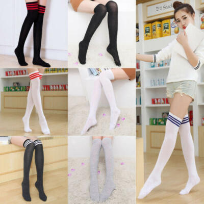 

Men Women Sport football Soccer Stripe Long Socks Over Knee High Sock Baseball E