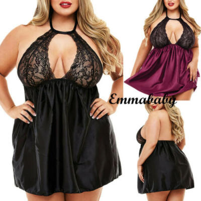 

Sexy Womens Ladies Lace Nightwear Sleepwear Lingerie Nightdress Oversize