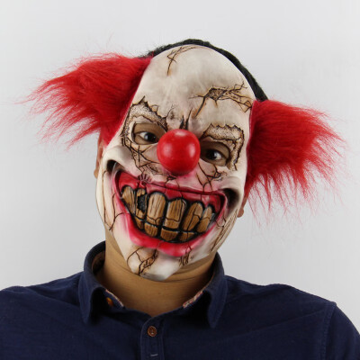 

Creative Natural Latex Halloween Bar Party Supplies Waterproof Environment-friendly Scary Latex Plush Clown Mask