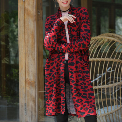 

Toponeto Womens Fashion Coat Smock Leopard Print Long Sleeve Fashion Long Cover